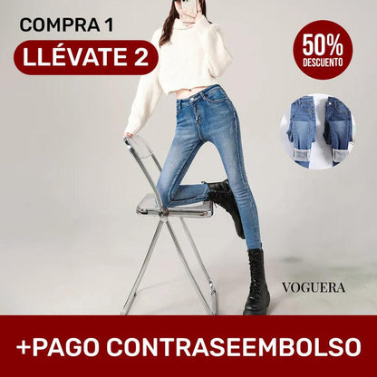 Jeans elásticos con felpa interior Polar - Push Up y Control de Abdomen [OFERTA 2X1]